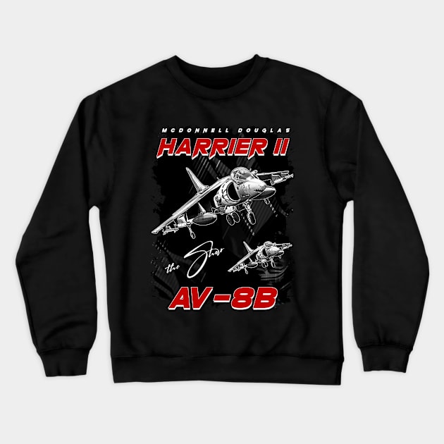 Harrier II AV-8B Ground-Attack Aircraft Fighterjet Crewneck Sweatshirt by aeroloversclothing